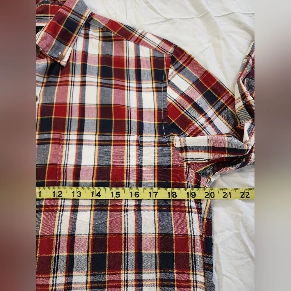 J. Crew Men's Red Plaid Long Sleeve Shirt Button Front Pocket, sz SM